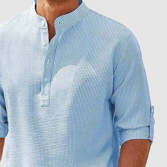 Loookus - Men's Casual Beach Everyday Pineapple Textured Cotton Shirt
