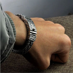 Loookus - 925 Silver Bracelet for Man Personality Woven