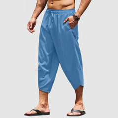 Loookus - Men's Vacation Style 7-Point Cotton Linen Beach Pants