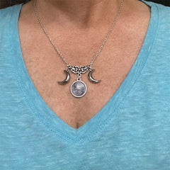 Loookus - Sterling Silver Triple Moon Pendant Necklace