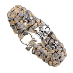 Triple Skull Tactical Bracelet – Khaki Camouflage