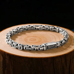 Loookus - 925 Silver Vintage Sanskrit Mantra Dragon Pattern Bracelet