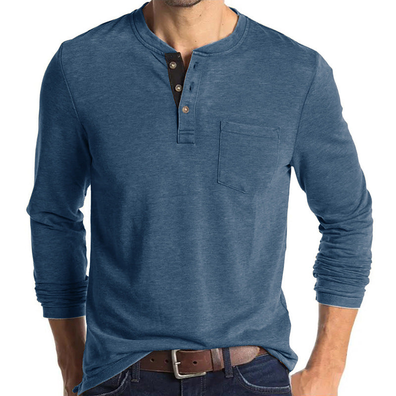 Loookus - 2025 Man's Long Sleeve Knit Henley