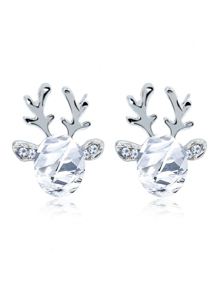 Loookus - Women's Christmas Reindeer Rhinestone Earrings