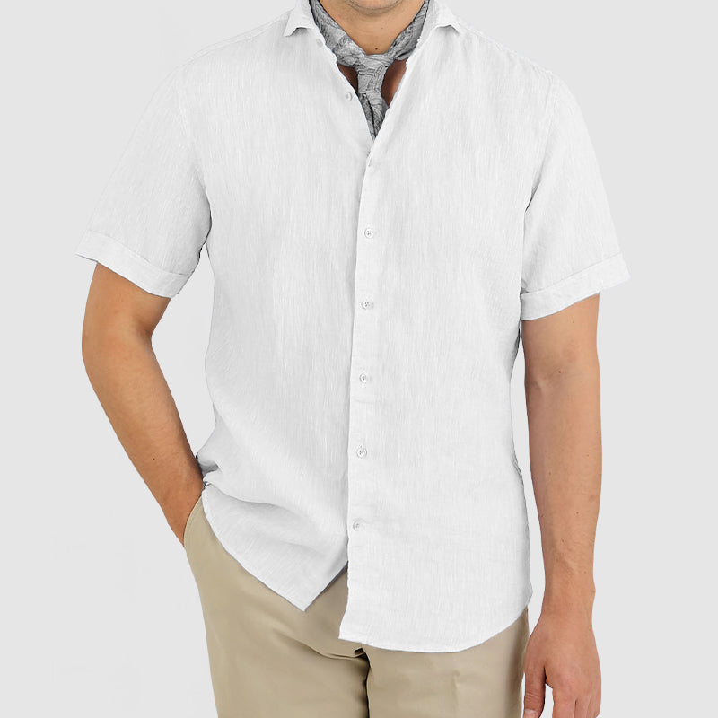 Loookus - Gentleman's Daily Cotton Linen Short Sleeve Shirt