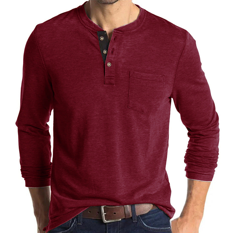 Loookus - 2025 Man's Long Sleeve Knit Henley