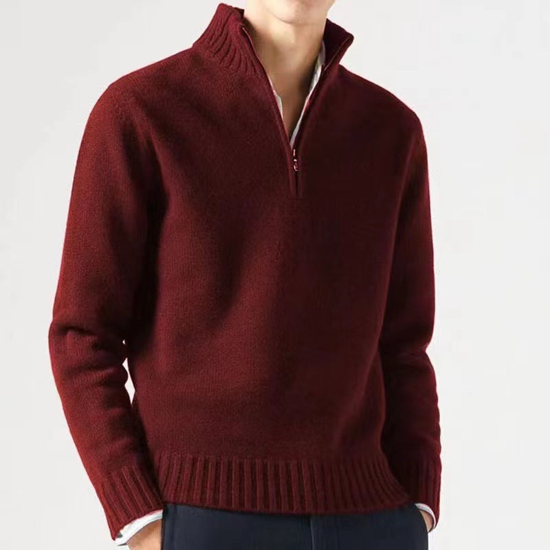 Loookus - New autumn and winter men's thickened stand collar casual woolen sweater