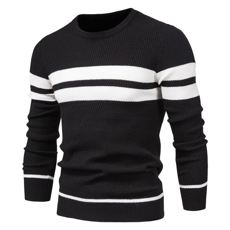 Loookus - New autumn and winter men's round-neck, long-sleeved slim fit knitted textureed sweater