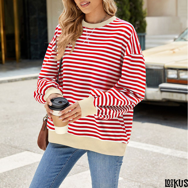 Loookus - Striped Casual Sweatshirt