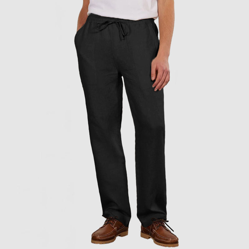 Loookus - Men's Daily Casual Cotton Linen Lace-Up Trousers