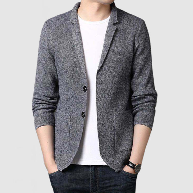 Loookus - Men's Fashion Casual Lapel Two Wear Long Sleeve Cardigan