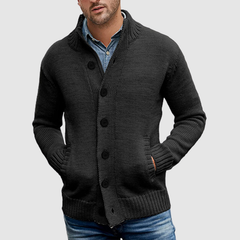 Loookus - Men's sweater cardigan pure color single breasted knit autumn and winter jacket coat