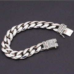 Loookus - 925 Silver Retro Simple Stylish Plug Totem Men's Bracelet