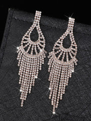 Loookus - Tassel Rhinestone Earrings