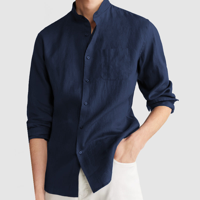 Loookus - Men's Standing Collar Pocket Shirt