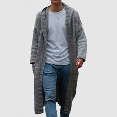 Loookus - Men's Casual Loose Long Hooded Knitted Cardigan