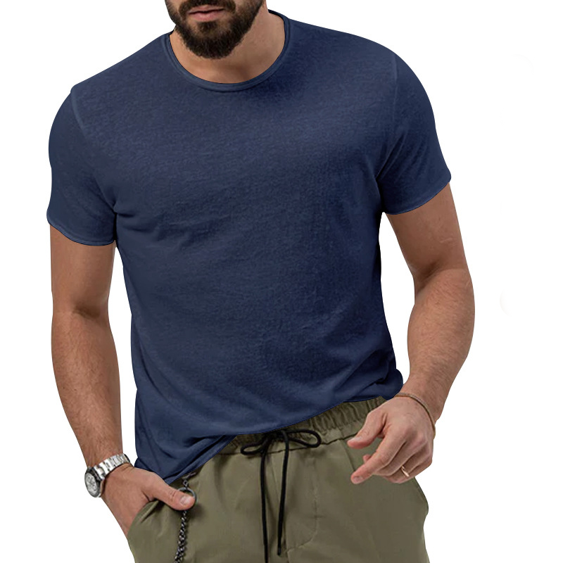 Loookus - Men's summer solid color quick-dry round collar casual top