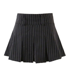 Loookus - Baby Lies Striped Pleated Skirt