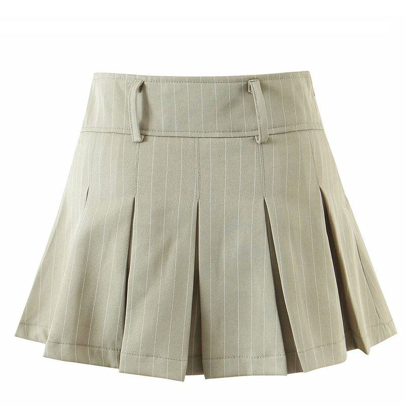 Loookus - Baby Lies Striped Pleated Skirt