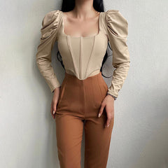 Loookus - Coffee Cream Corset Top