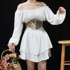 Loookus - Cottagecore Ribbon Lace Up Waist Corset