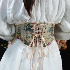 Loookus - Cottagecore Ribbon Lace Up Waist Corset