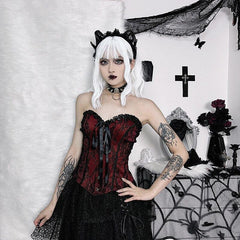 Loookus - Goth Ribbon Detailed Corset Top