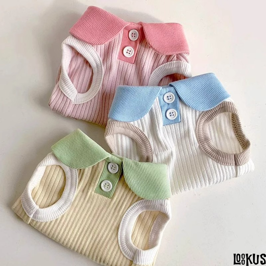 Loookus - Casual macaron color-blocking polo shirt for dogs, breathable and stylish