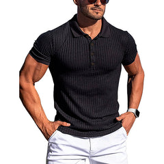 Loookus - Slim fit knitted cotton blend men's base layer POLO shirt