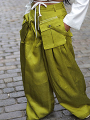 Loookus - Cargo Pocket Wide Leg Pants