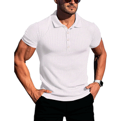 Loookus - Slim fit knitted cotton blend men's base layer POLO shirt