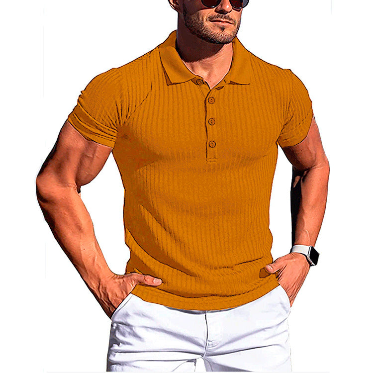 Loookus - Slim fit knitted cotton blend men's base layer POLO shirt