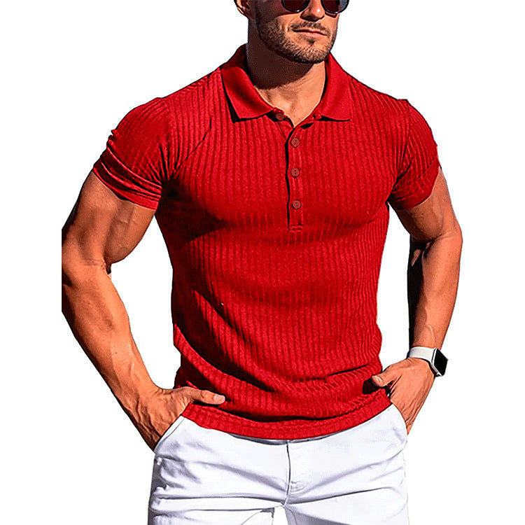 Loookus - Slim fit knitted cotton blend men's base layer POLO shirt