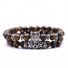 Loookus - Crazymeow Owl Charm Natural Stone Bracelet