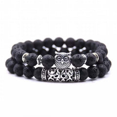 Loookus - Crazymeow Owl Charm Natural Stone Bracelet