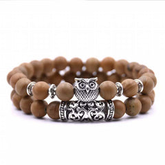 Loookus - Crazymeow Owl Charm Natural Stone Bracelet