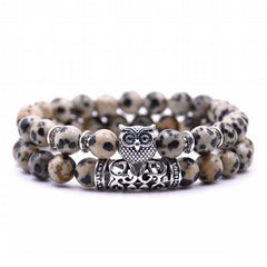 Loookus - Crazymeow Owl Charm Natural Stone Bracelet