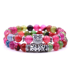 Loookus - Crazymeow Owl Charm Natural Stone Bracelet