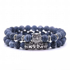 Loookus - Crazymeow Owl Charm Natural Stone Bracelet