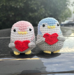 Crochet Positive Penguins With Hearts