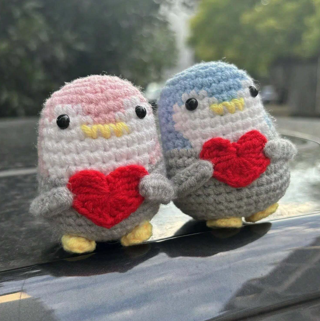 Crochet Positive Penguins With Hearts