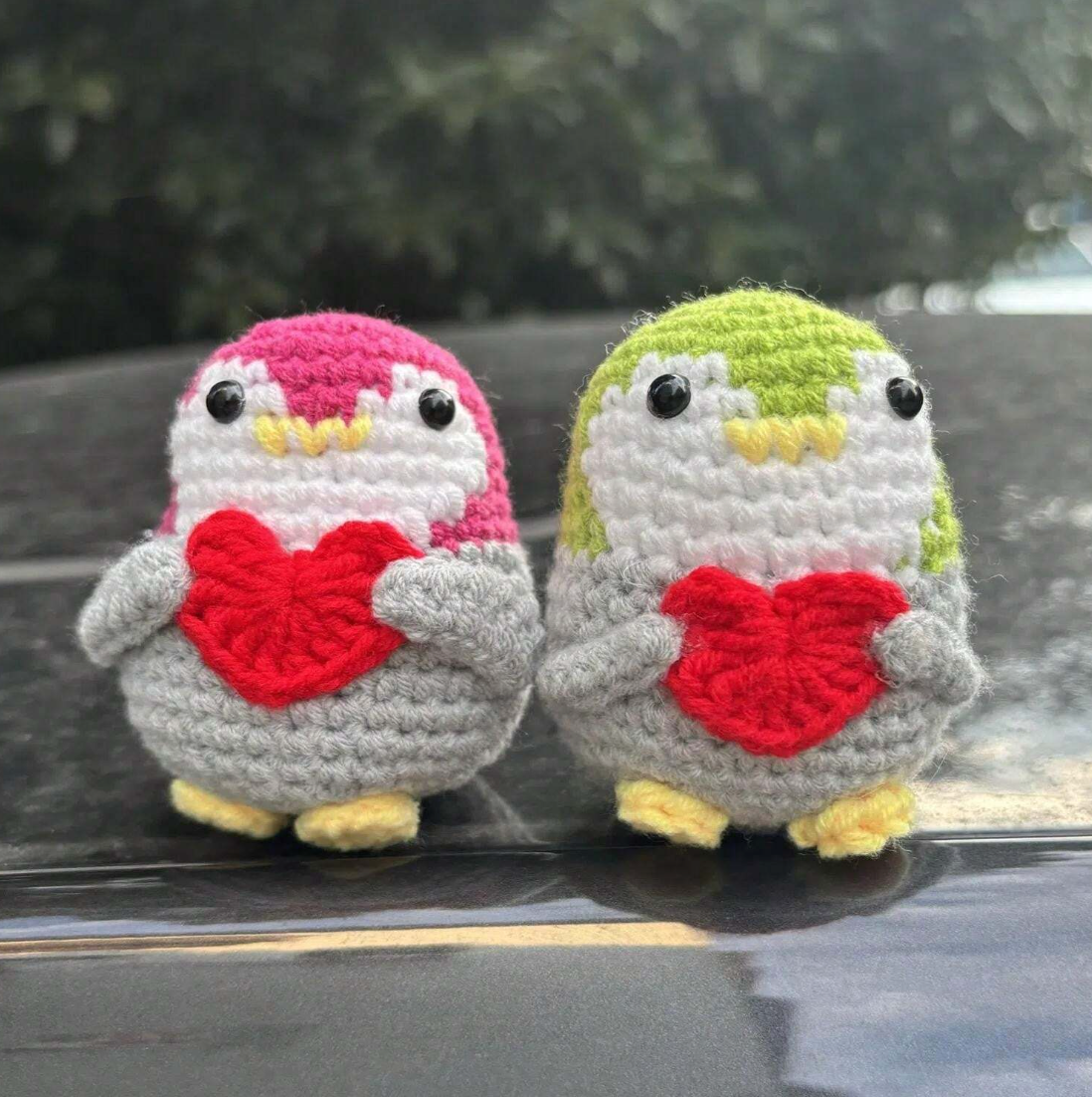 Crochet Positive Penguins With Hearts