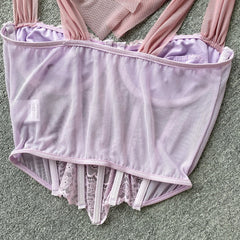 Loookus - Soft Girl Sheer Lace Corset Top