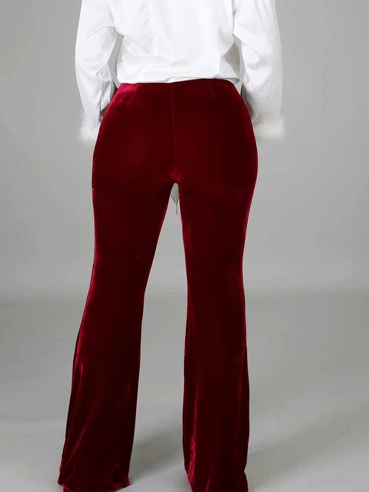 Loookus - Velvet High Waist Flare Pants