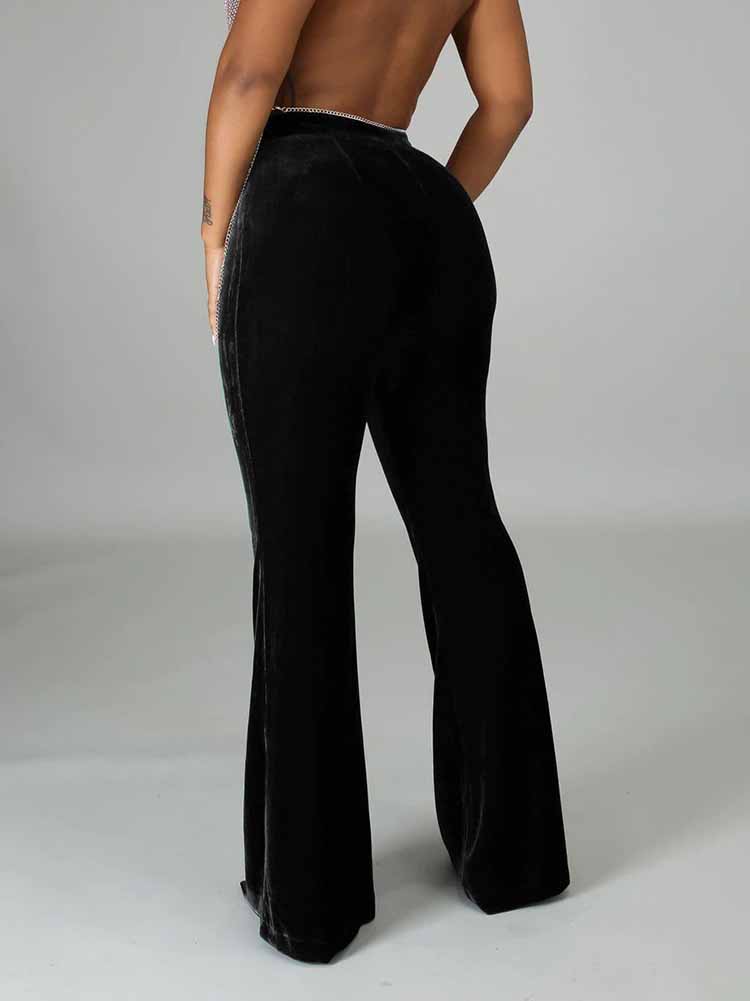 Loookus - Velvet High Waist Flare Pants