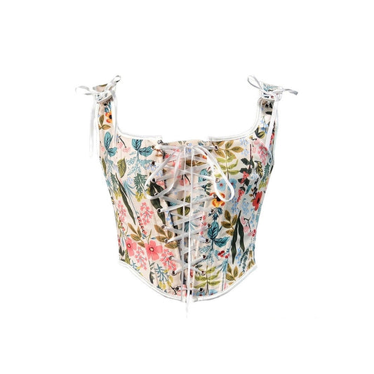 Loookus - Vintage Floral Print Corset