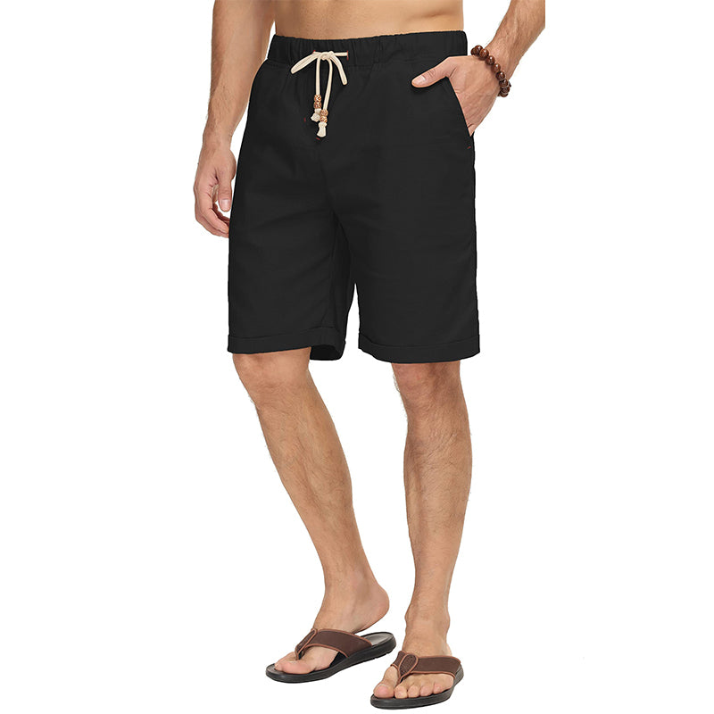 Loookus - Men's Drawstring Linen Beach Shorts