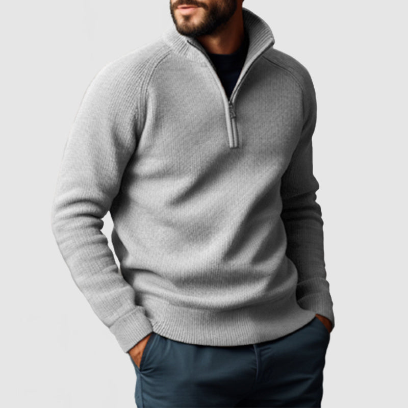 Loookus - Men's Stand Collar Zipper Cashmere Basic Sweater