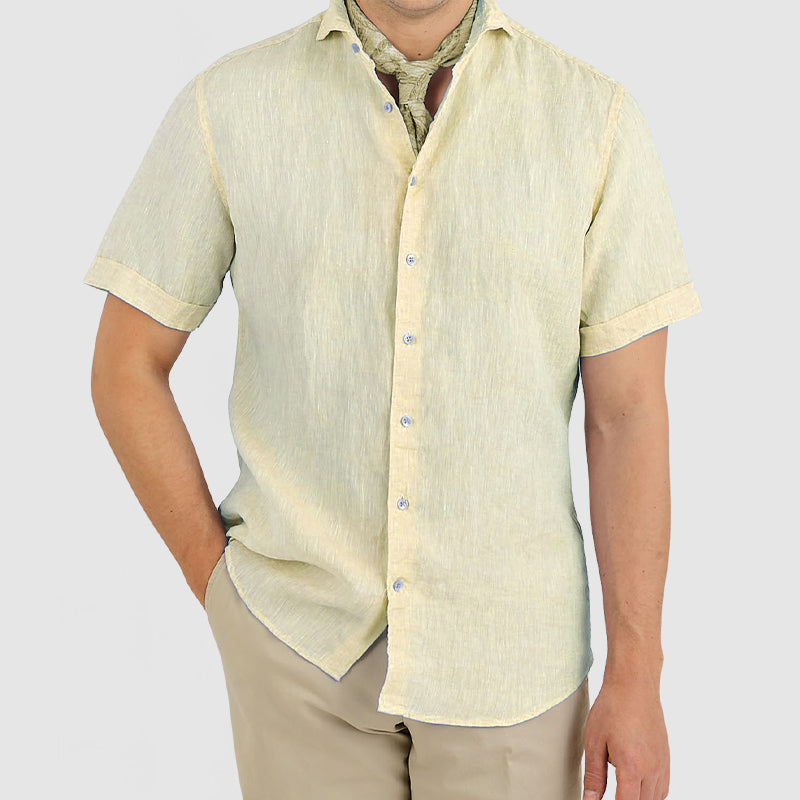 Loookus - Gentleman's Daily Cotton Linen Short Sleeve Shirt