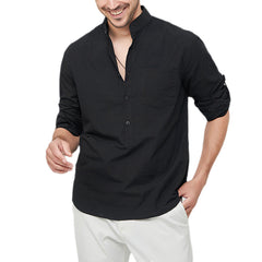 Loookus - Men's Cotton Henley Vacation Shirt